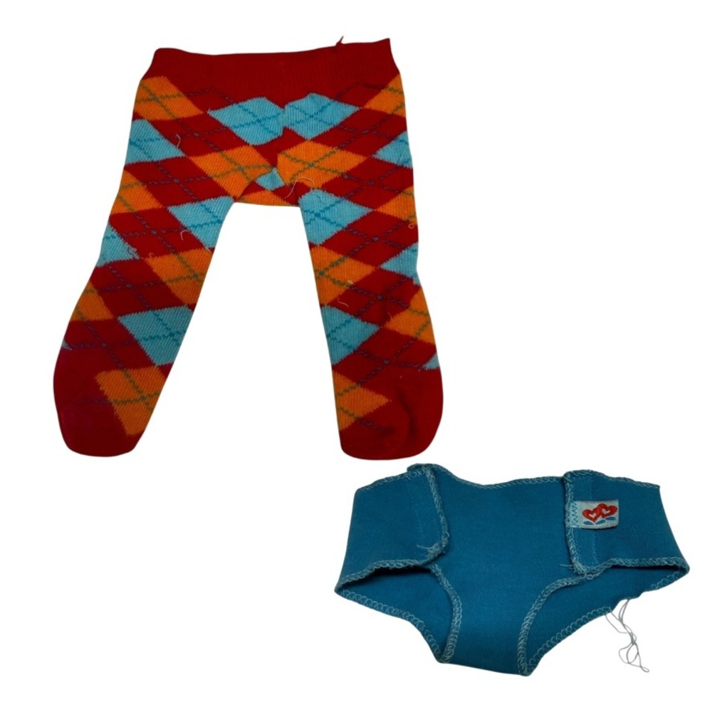 American Girl Bitty Twins Aqua‎ Argyle Meet Outfit 2010 Tights Diaper HTF